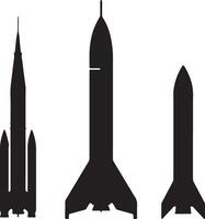 Rocket silhouettes spacecraft launch vehicles space exploration technology vector