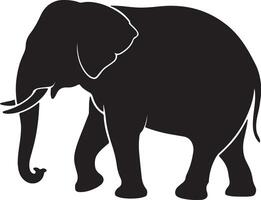 Black Silhouette of an Adult Elephant Walking Left Profile View Simple Graphic Design Illustration vector