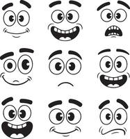 Cartoon faces expressions happy surprised sad vector