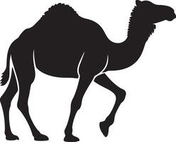 Black Silhouette of a Camel Walking Side Profile View Simple Graphic Design Element vector