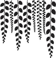 Black silhouette of hanging vines with leaves botanical vector