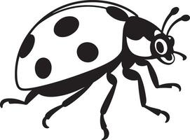 Black and White Silhouette of a Ladybug Walking Side View Detailed Illustration of Insect Anatomy Showing Legs Antennae and Spots vector