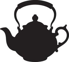 Black Silhouette of a Teapot with a Curved Handle and Spout on White Background Simple Elegant Kitchenware Design Element vector