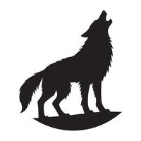 Howling Wolf Silhouette Illustration Design for Print vector
