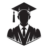 Silhouette of a Graduate Student Wearing Cap and Gown vector