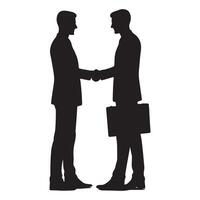 Two Men Handshaking Business Agreement Contract and Success Silhouette vector