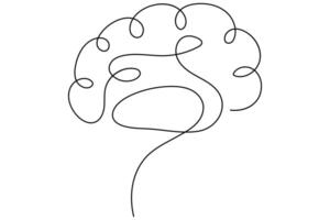 Educational brain illustration with continuous one line design in minimal artistic style vector