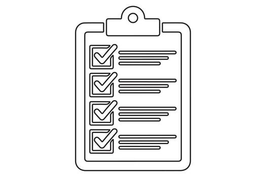 Checklist icon illustration with checkmarks and tick boxes for productivity, planning, and task completion vector