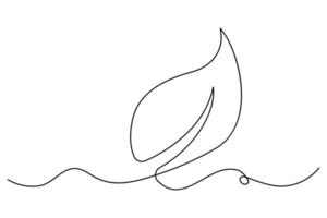 Minimal continuous one line illustration of a leaf in modern botanical contour drawing style vector