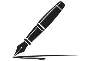 Professional black fountain pen silhouette icon illustration on transparent background vector