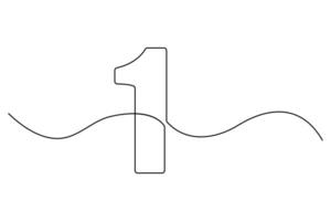 Modern editable outline of number 1 shown in continuous line minimalist drawing style vector
