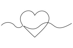 Hand drawn continuous heart line illustration for simple and emotional artwork with elegant curves vector