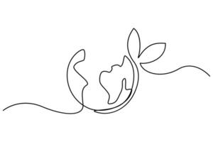 Continuous one line drawing of plant seeds growing from the earth illustration for environment day vector
