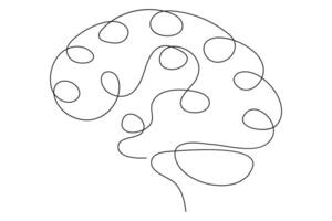 Minimal continuous one line illustration of human brain for science, intelligence, and creativity concepts vector