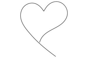 Minimal continuous heart line illustration in flat artistic style representing romance and emotional care vector