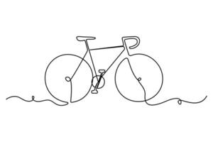Minimal abstract one line illustration of a bicycle in smooth contour design for cycling concept vector