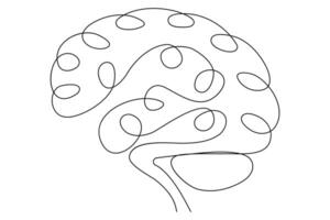 Elegant brain illustration in continuous one line drawing for abstract mind and intelligence design vector