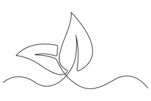 Simple one line leaf drawing with clean outline and natural form for eco and floral concepts vector