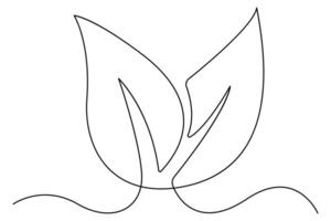 Modern one line leaf icon in abstract continuous drawing for nature, wellness, and eco designs vector