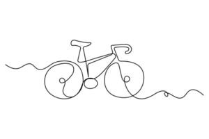 Bicycle continuous one line drawing in modern contour style for sporty and active lifestyle themes vector