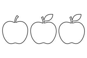 Apple line art icon with modern thin outline concept for health, freshness, and vegan diet visuals vector