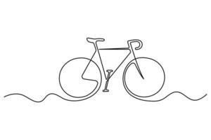 Abstract outline of bicycle drawn with one continuous line for modern cycling art and decor vector