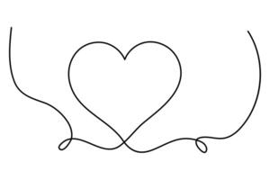 Minimal heart illustration using continuous line technique for emotional, health, and affection symbols vector