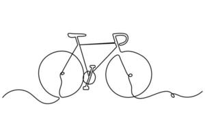 One line minimal drawing of a bicycle for sporty lifestyle and wellness-themed illustration vector