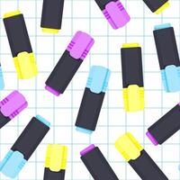 Seamless pattern of multi-colored markers on a checkered background vector