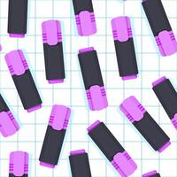 Seamless pattern of purple markers on a checkered background and white background vector