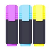Set of three markers in different colors back to school vector