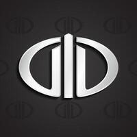 3d silver modern shape linear elipse logo vector
