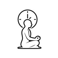 Mindfulness icon. Meditation and yoga. Lotus sitting person with circular aura. mental health, calmness, concentration. Outline design style vector