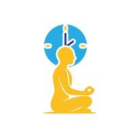 Mindfulness icon. Meditation and yoga. Lotus sitting person with circular aura. mental health, calmness, concentration. Flat design style vector