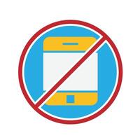 Mindfulness icon. no phone zone. handphone in crossed circle. mental health, calmness, exercise. Flat design style vector