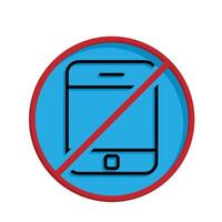 Mindfulness icon. no phone zone. handphone in crossed circle. mental health, calmness, exercise. Mixed design style vector