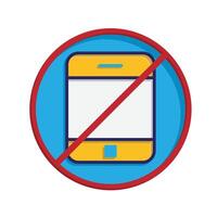 Mindfulness icon. no phone zone. handphone in crossed circle. mental health, calmness, exercise. isometric design style vector