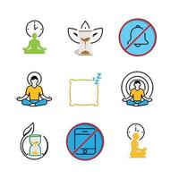 Mindfulness icon. Meditation and yoga, no notification, meditation timer, etc. mental health, calmness, concentration. mixed design style vector