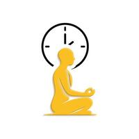 Mindfulness icon. Meditation and yoga. Lotus sitting person with circular aura. mental health, calmness, concentration. Mixed design style vector