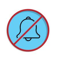 Mindfulness icon. no notification. bell in crossed circle. mental health, lifestyles, meditating. Mixed design style vector