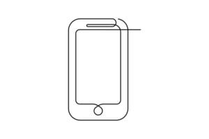 Smart phone icon artistic outline with clean form for digital device and mobile use vector
