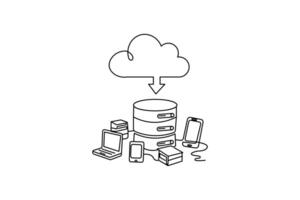 Cloud storage minimal continuous line drawing simple outline illustration sign vector
