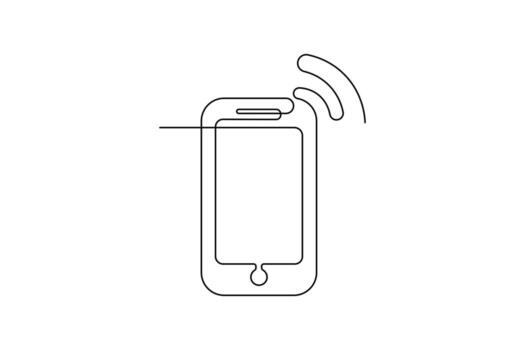 Smart phone design symbol with simple line for digital tools and online connection vector