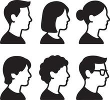 Diverse Group of People Minimalist Black and White Avatars vector