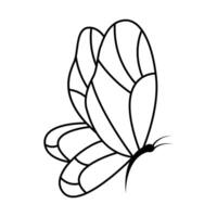 Butterfly Outline Illustration. The image features two large upper wings and two smaller lower wings, each adorned with smooth, curved sections resembling natural patterns. vector