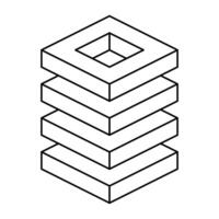 Geometric Stack Outline Illustration. This illustration depicts a three-dimensional, layered geometric stack with clean and precise lines. vector