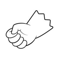 Clenched Fist Outline Illustration. This illustration shows a clenched fist in a cartoonish style, drawing with bold, clean lines. vector