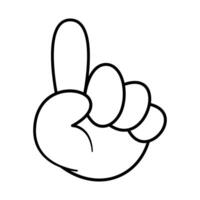 Hand Showing Number One Illustration. This illustration depicts a hand with the index finger extended upward, symbolizing the number one. vector