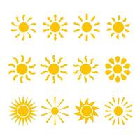Collection of Decorative Yellow Sun Icons Illustration. Set of decorative sun icons, each crafted in a unique style to bring a sense of warmth, energy and creativity. vector