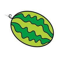 Striped Watermelon Illustration. A colorful illustration of a whole watermelon depicted in a playful, cartoon style. vector